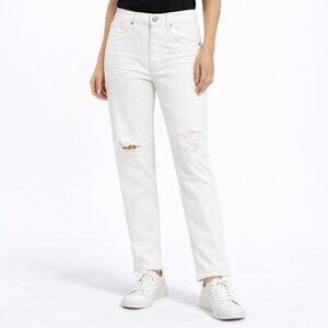 $250 Citizens of Humanity White Distressed Straight Leg Jeans 23 Premium Preppy